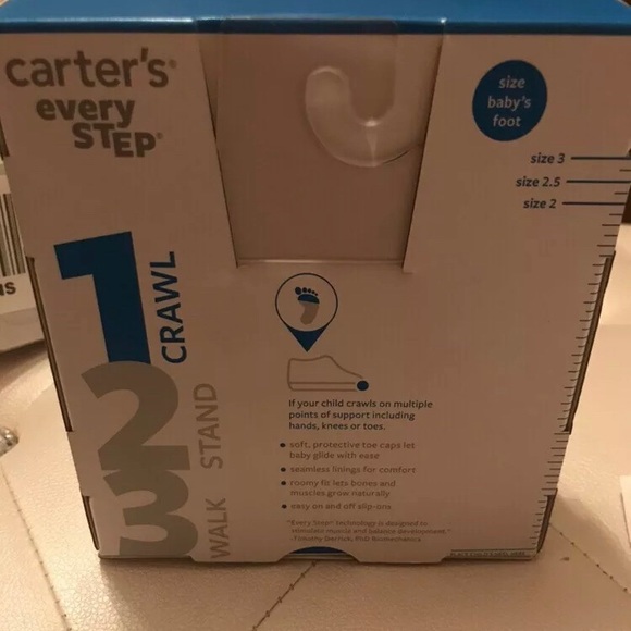 NEW Carter’s Blue Sandals Every Step Stage 1 Crawl Shoes Size 2 or 3 - Picture 4 of 7